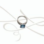 ANILLO PLATA RODIZADA CUADRO PRINCESS TOPACIO AZUL