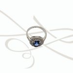 ANILLO PLATA RODIZADA ZAFIRO DOBLE HALO CON TOPACIO BLANCO