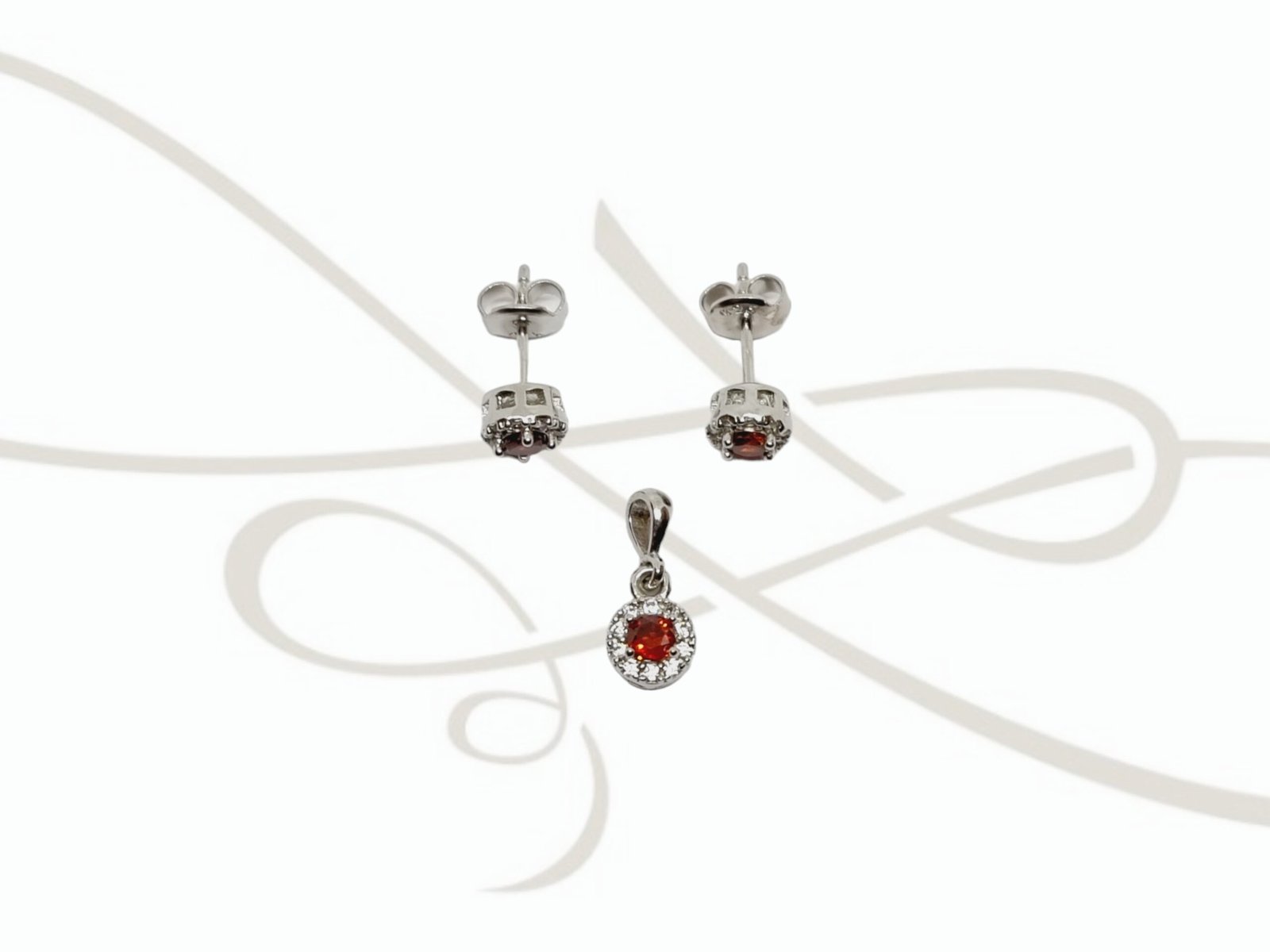 JUEGO PLATA RODIZADA REDONDO MINI RUBI SIN CADENA