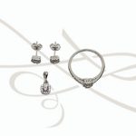 JUEGO PLATA RODIZADA CUADRO MINI TOPACIO BLANCO CON ANILLO