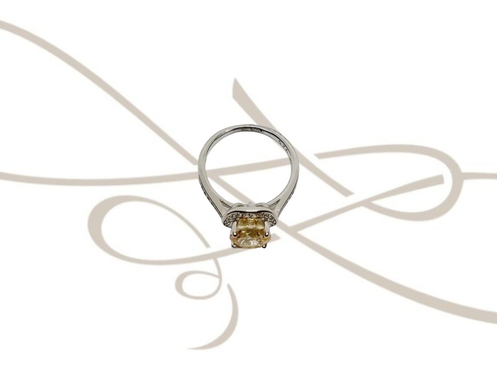 ANILLO PLATA RODIZADA TOPACIO AMARILLO REDONDO CON HALO