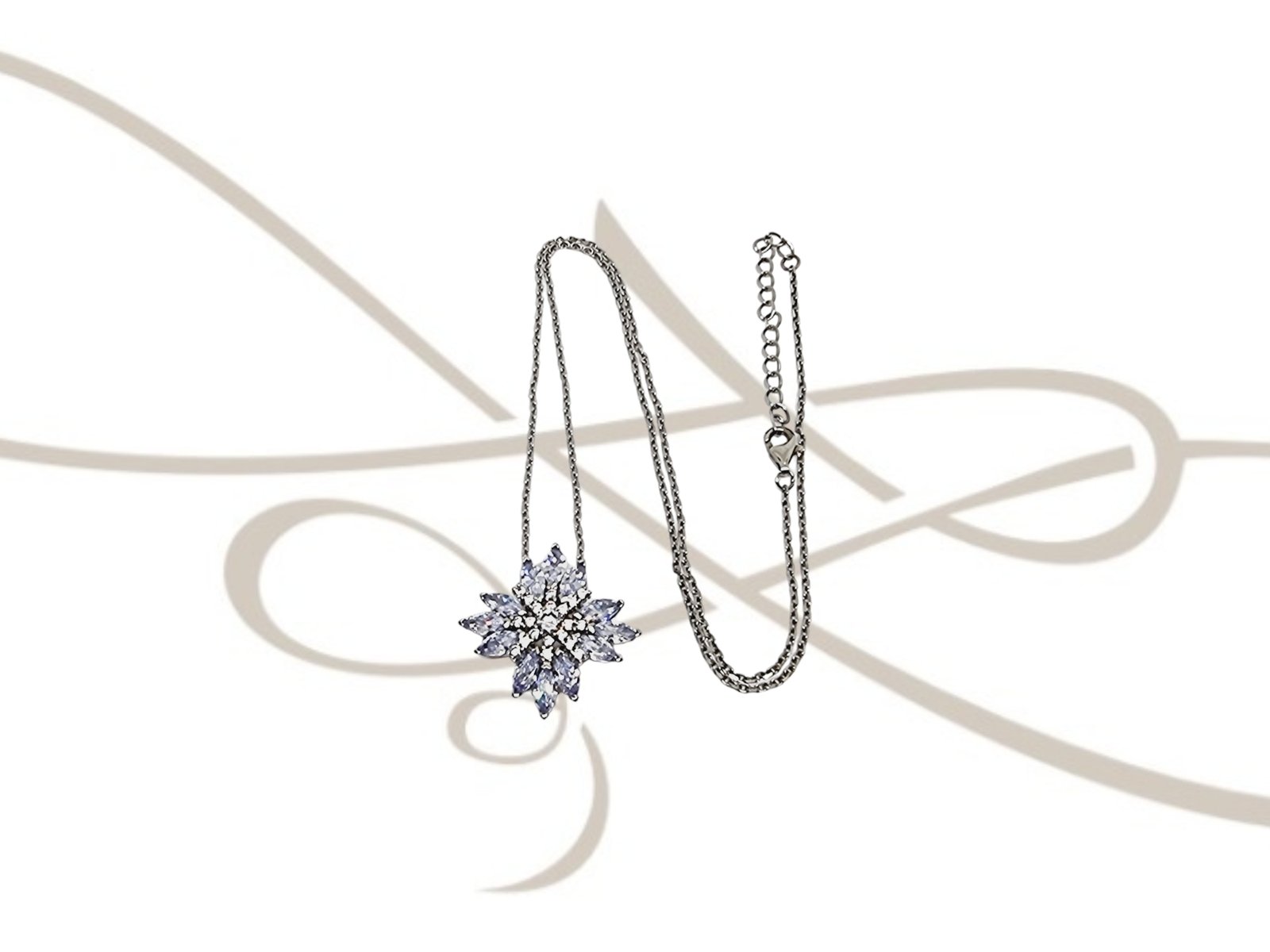 COLLAR PLATA RODIZADA CON DIJE COPO DE NIEVE TANZANITA