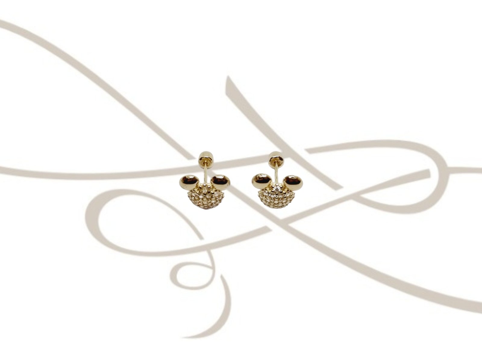 DORMILONA MICKEY OREJAS ZIRCONIA ORO 10K