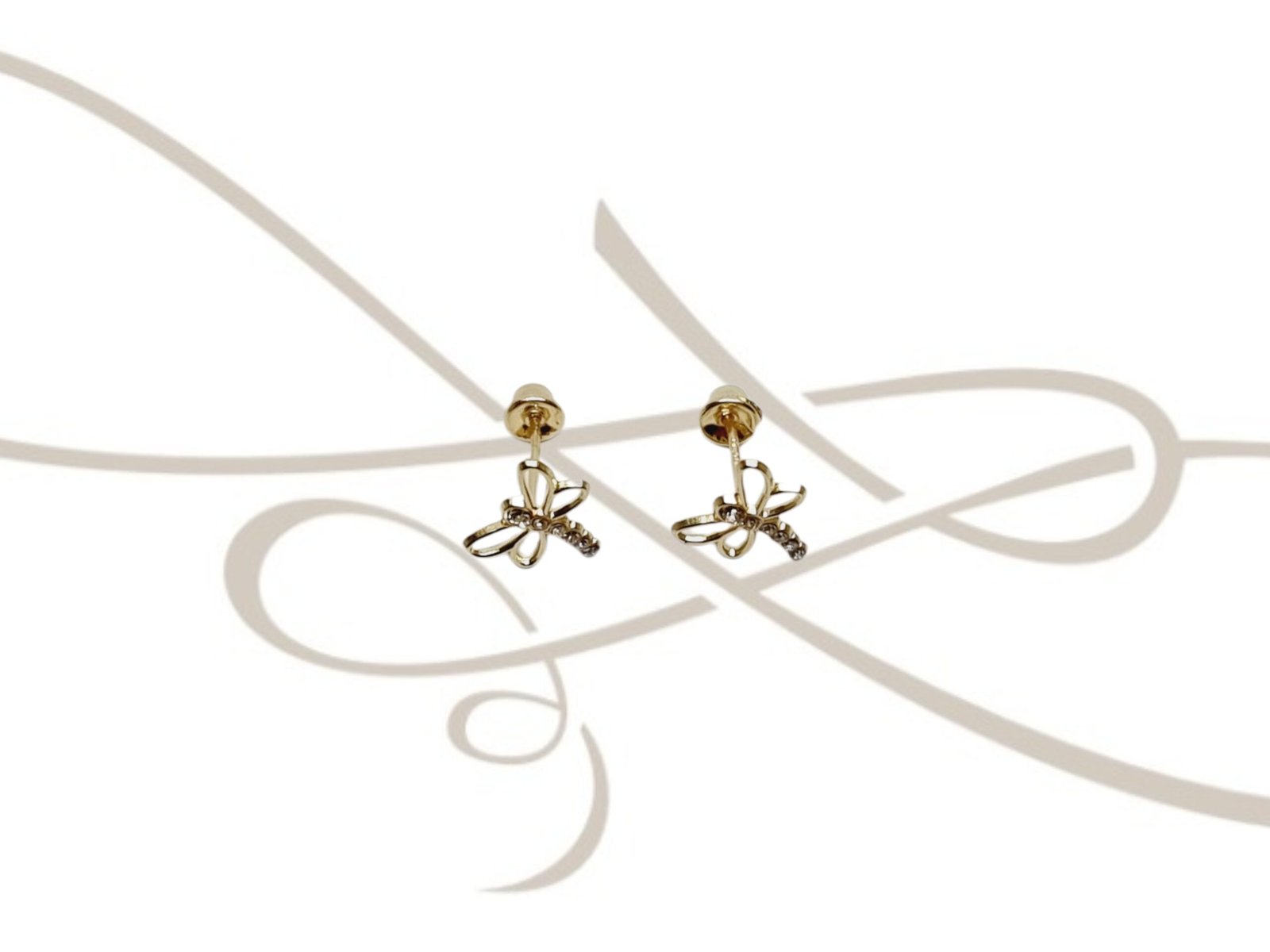 DORMILONA LIBELULA MEDIANA ZIRCONIA ORO 10K