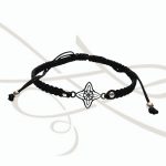PULSERA TEJIDA NEGRA NUDO BRUJA PLATA