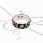 ANILLO PLATA GIRATORIO CUADRITOS PAVONADOS