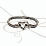 PULSERA CON DIJE CORAZON ELECTROFORMADO PLATA PLANA