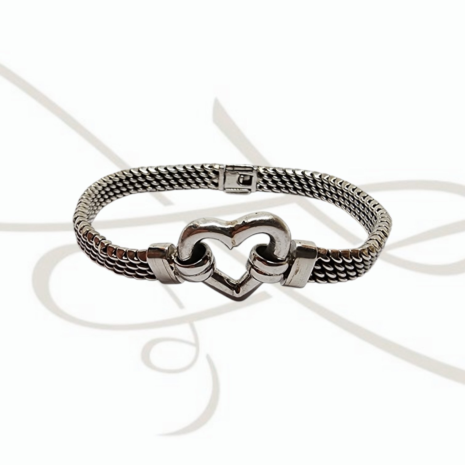 PULSERA CON DIJE CORAZON ELECTROFORMADO PLATA PLANA