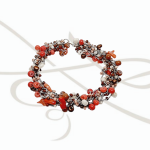 PULSERA TEJIDA HILO PLATA CORAL