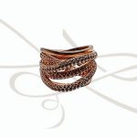 ANILLO PLATA RECUBRIMIENTO ORO ROSA CON ZIRCONIA Y LINEAS ENTRELAZADAS