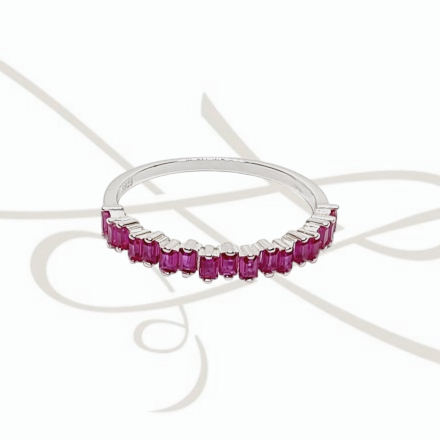 ANILLO PLATA BAGUETTE ROSA