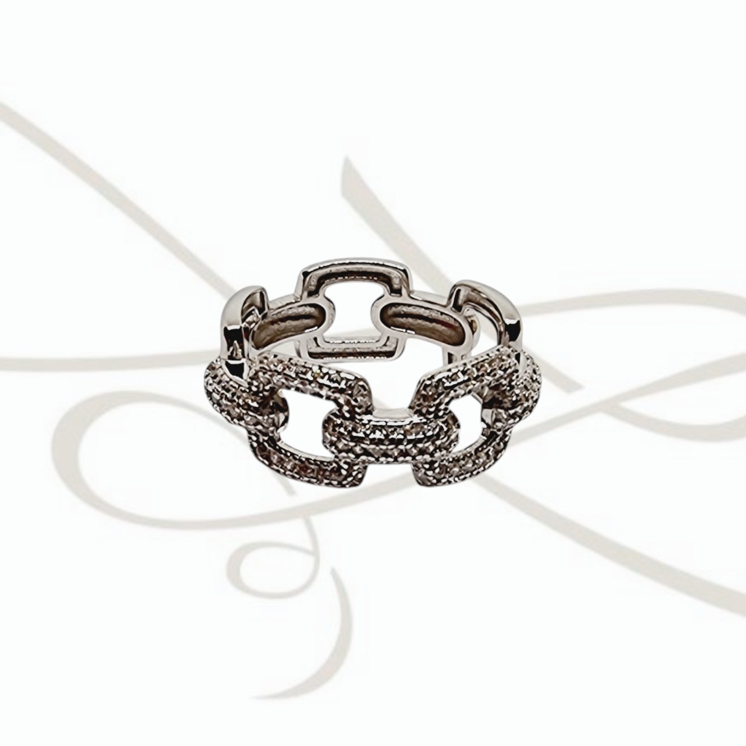 ANILLO PLATA ELECTROFORMADA CADENA CON ZIRCONAS
