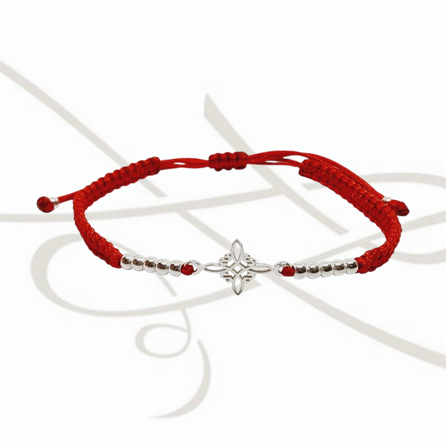 PULSERA PLATA TEJIDA BOLITAS NUDO DE BRUJA