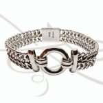PULSERA PLATA TEJIDA CON CIRCULO LISO