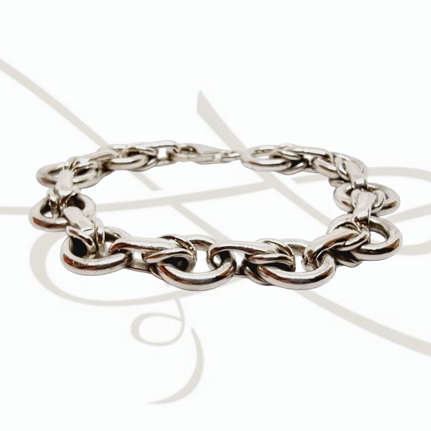 PULSERA SIN DIJE PLATA ELECTROFORMADA AROS ENLAZADOS