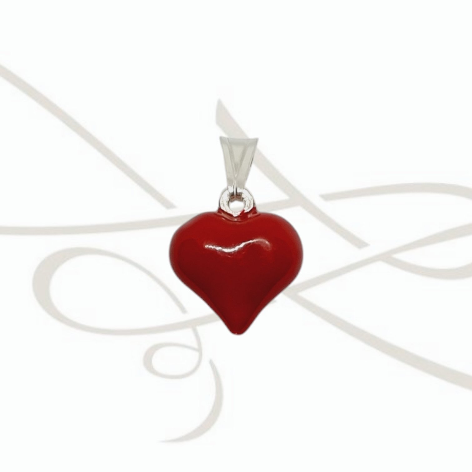 DIJE CORAZON ROJO PLATA