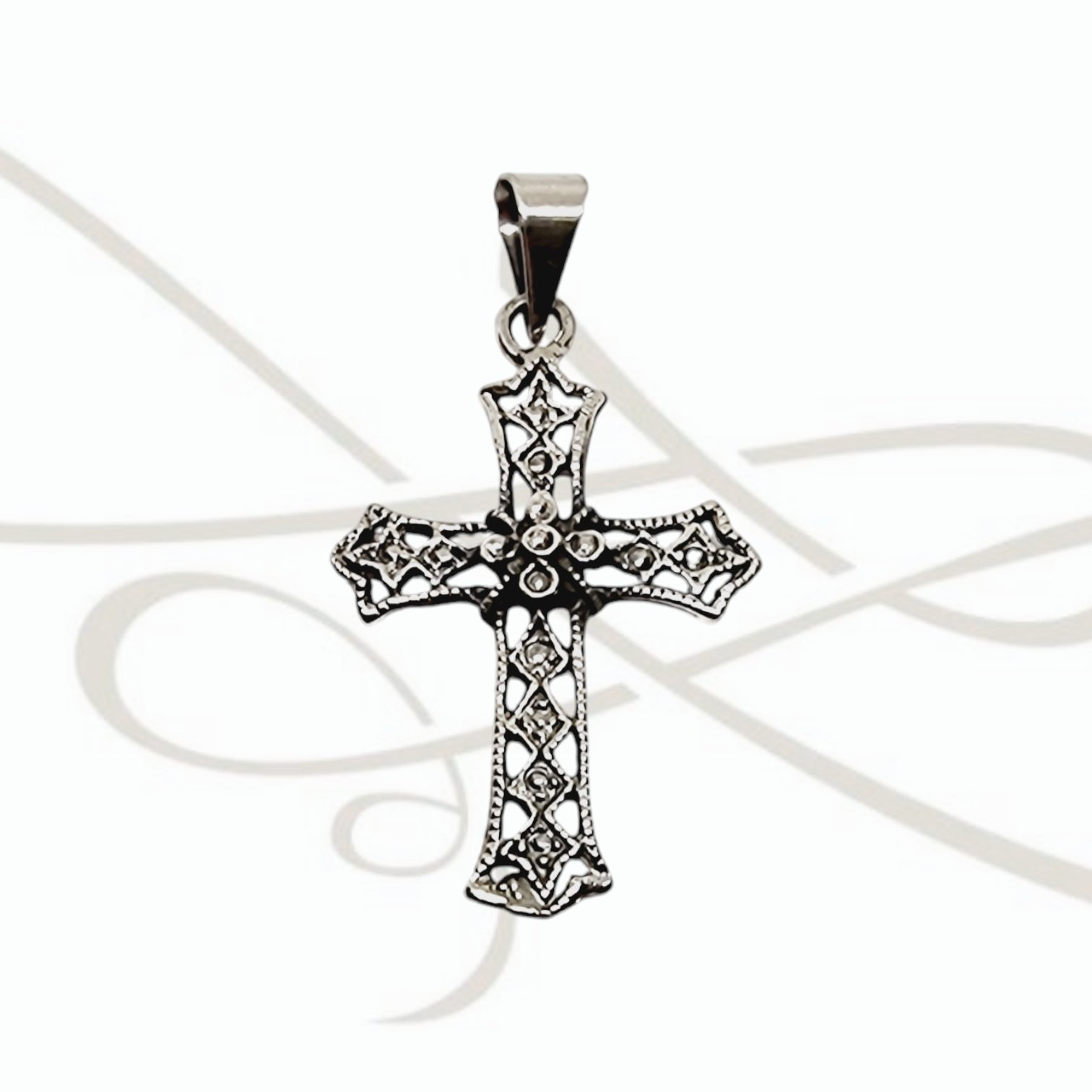 DIJE PLATA CRUZ FLOREADA RELIEVE