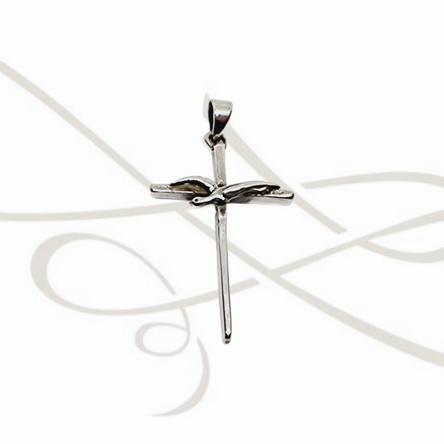 DIJE PLATA CRUZ PALOMA RELIEVE