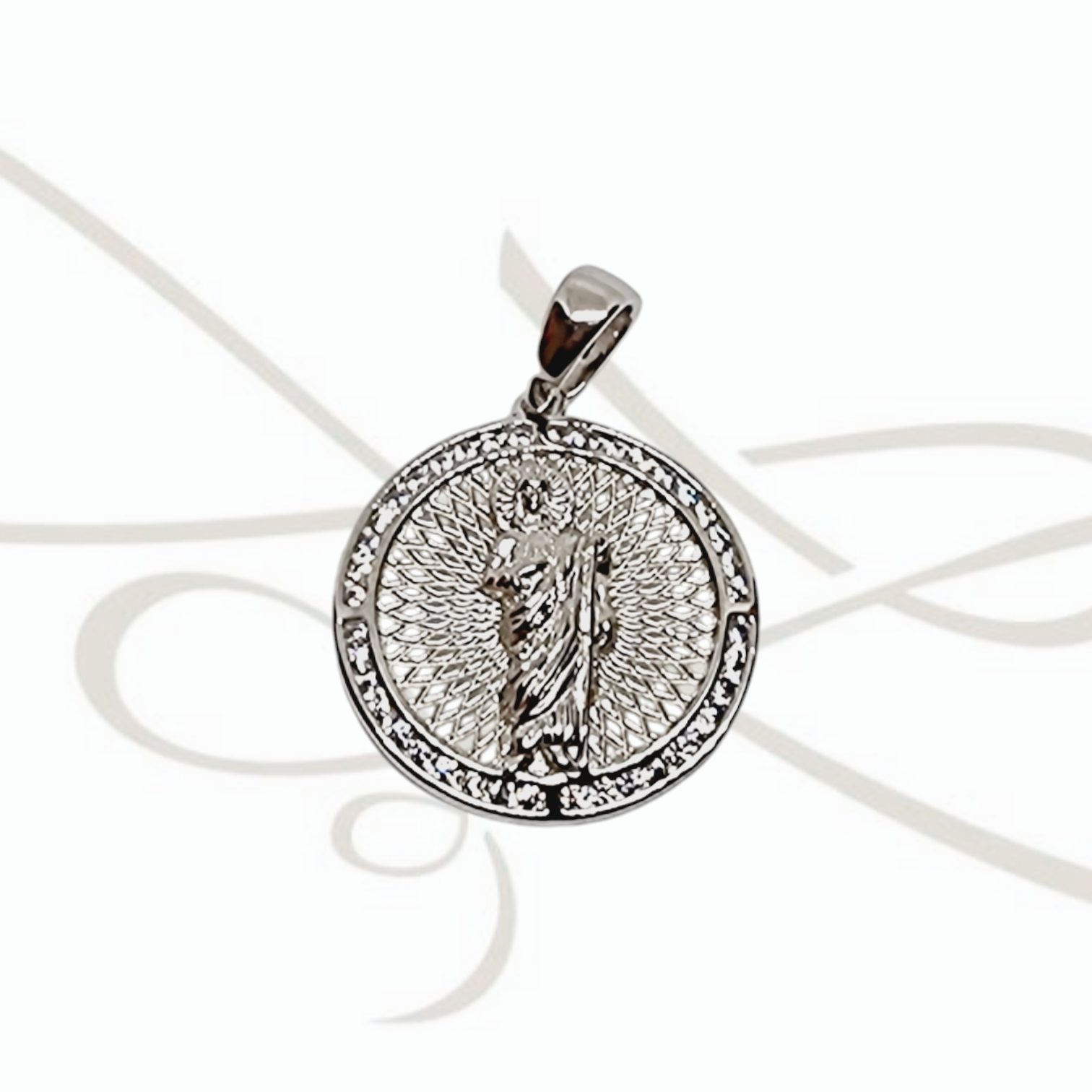 DIJE PLATA SAN JUDAS DIAMANTADO CON ZIRCONIAS