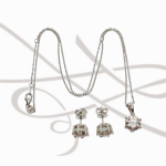 JUEGO PLATA RODIZADA CERTIFICADO CON CADENA MOISSANITE