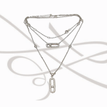 COLLAR CON DIJE PLATA RODIZADA COLLAR DOBLE TOPACIO BLANCO