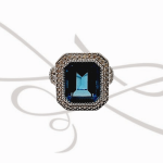 ANILLO PLATA RODIZADA RECTANGULAR Y HALO TOPACIO LONDON