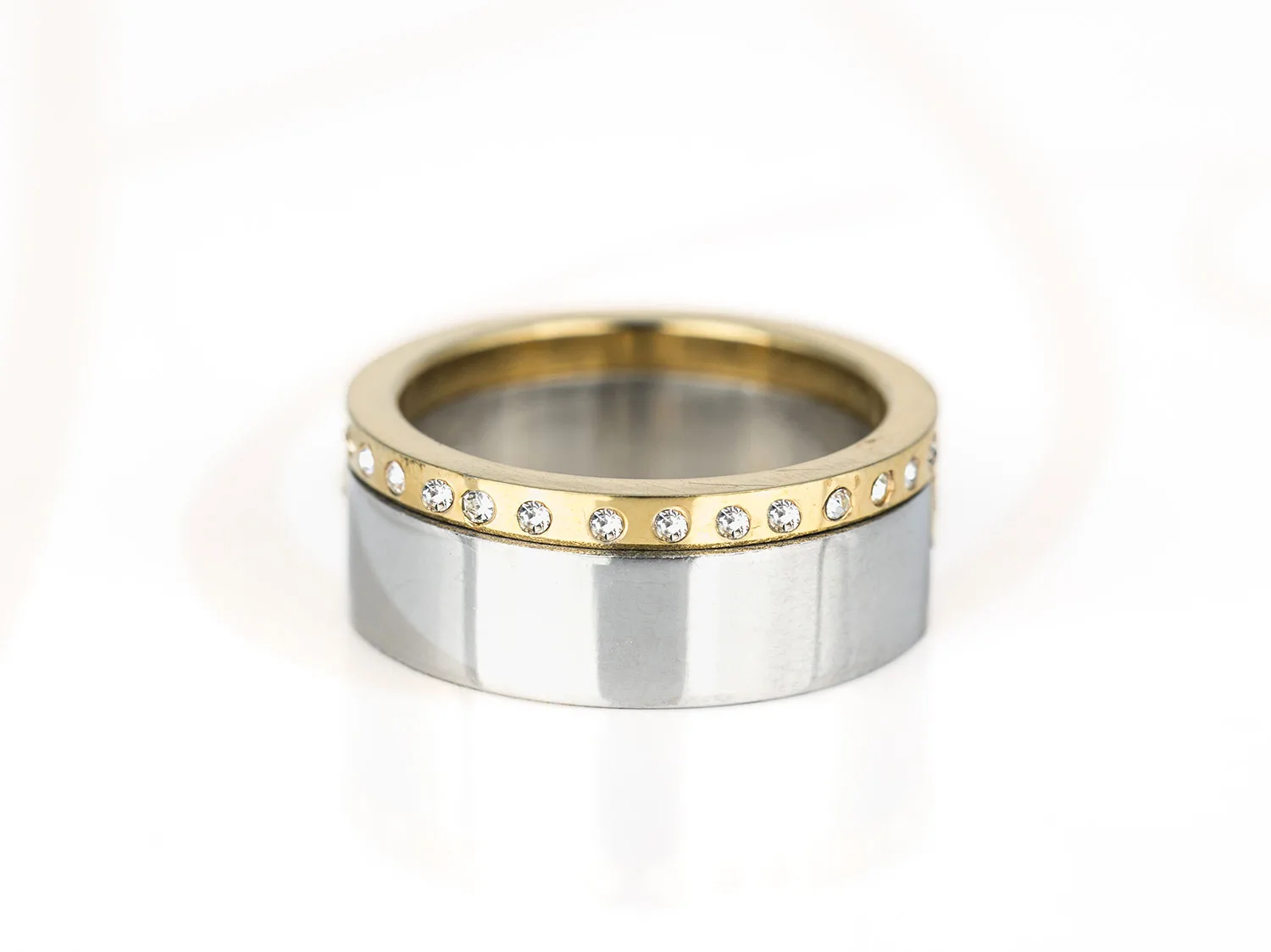 ANILLO ACERO ENSAMBLE ZIRCONIA LISO