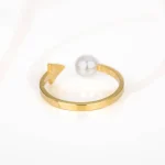 ANILLO ACERO FLECHA PERLA LISO