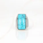 ANILLO ACERO RECTANGULO ALARGADO PIEDRA