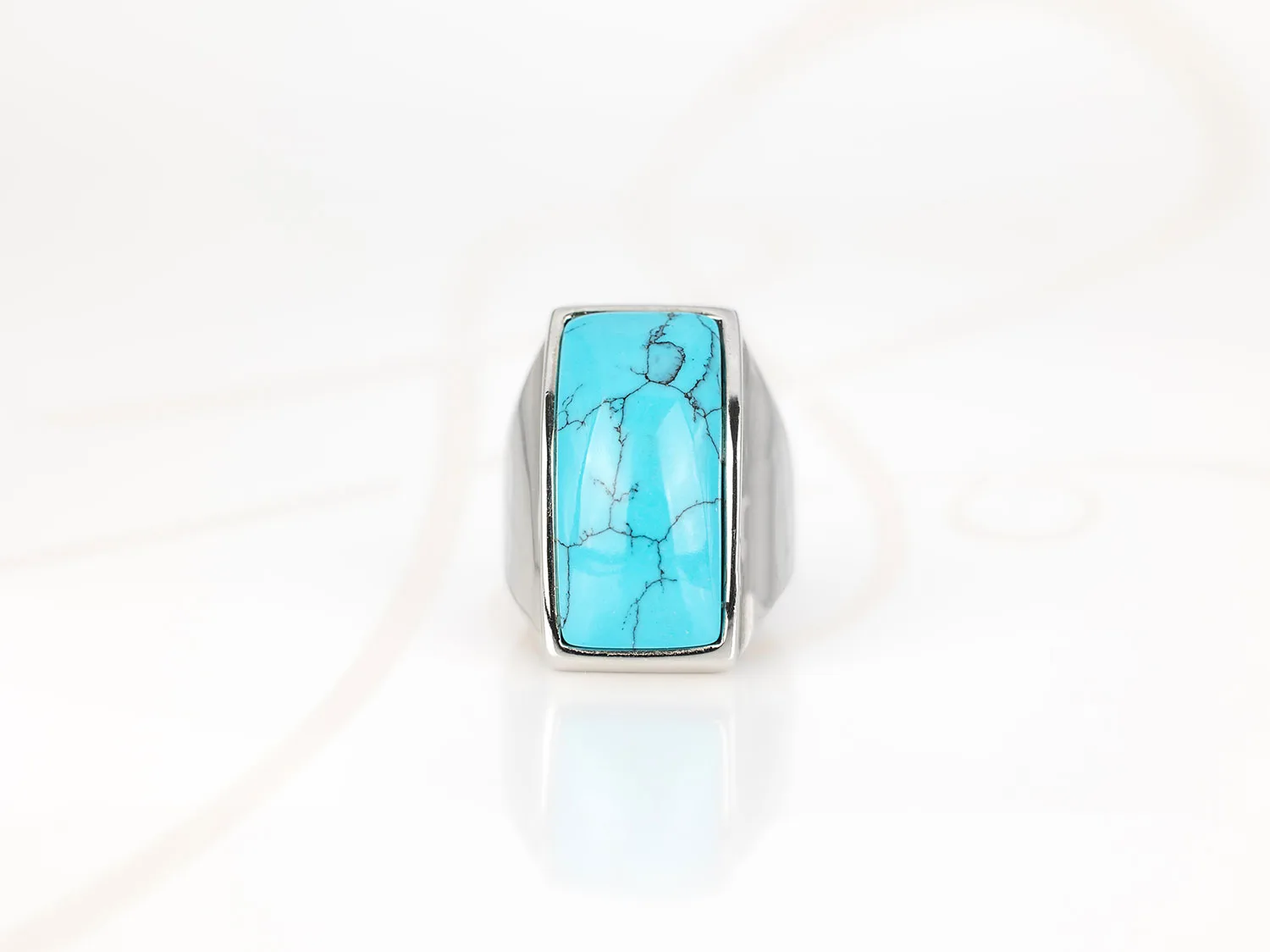 ANILLO ACERO RECTANGULO ALARGADO PIEDRA