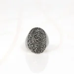 ANILLO ACERO OVALO RELIEVE ZIRCONIA