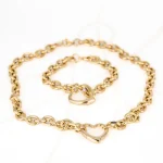 JUEGO ACERO CADENA CORAZON LISO