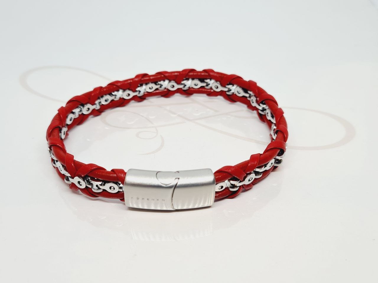 PULSERA CADENA BIKER ROJO