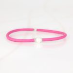 PULSERA SIN DIJE ACERO PERLA BLANCA CAUCHO