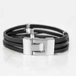 PULSERA SIN DIJE ACERO BROCHE ANCHO PIEL