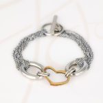 PULSERA SIN DIJE ACERO CADENAS CORAZON LISO