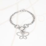 PULSERA SIN DIJE ACERO CADENAS MARIPOSA LISO