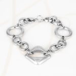 PULSERA SIN DIJE ACERO ROMBO CIRCULOS LISO