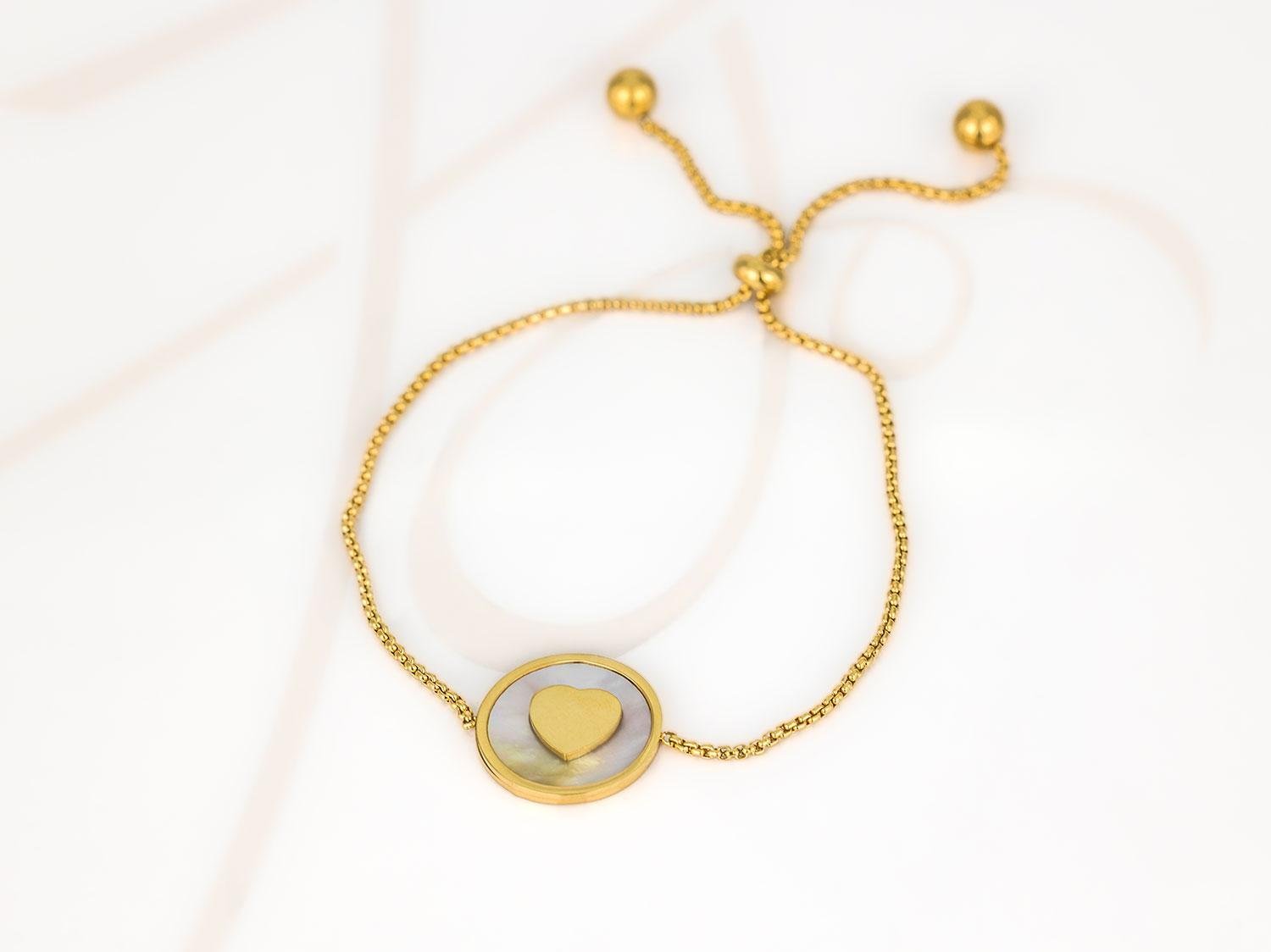 PULSERA CON DIJE BISUTERIA CIRCULO CORAZON CADENA