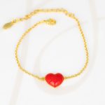 PULSERA CON DIJE BISUTERIA CORAZON ROJO CADENA