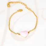 PULSERA CON DIJE BISUTERIA CORAZON ROSA CADENA