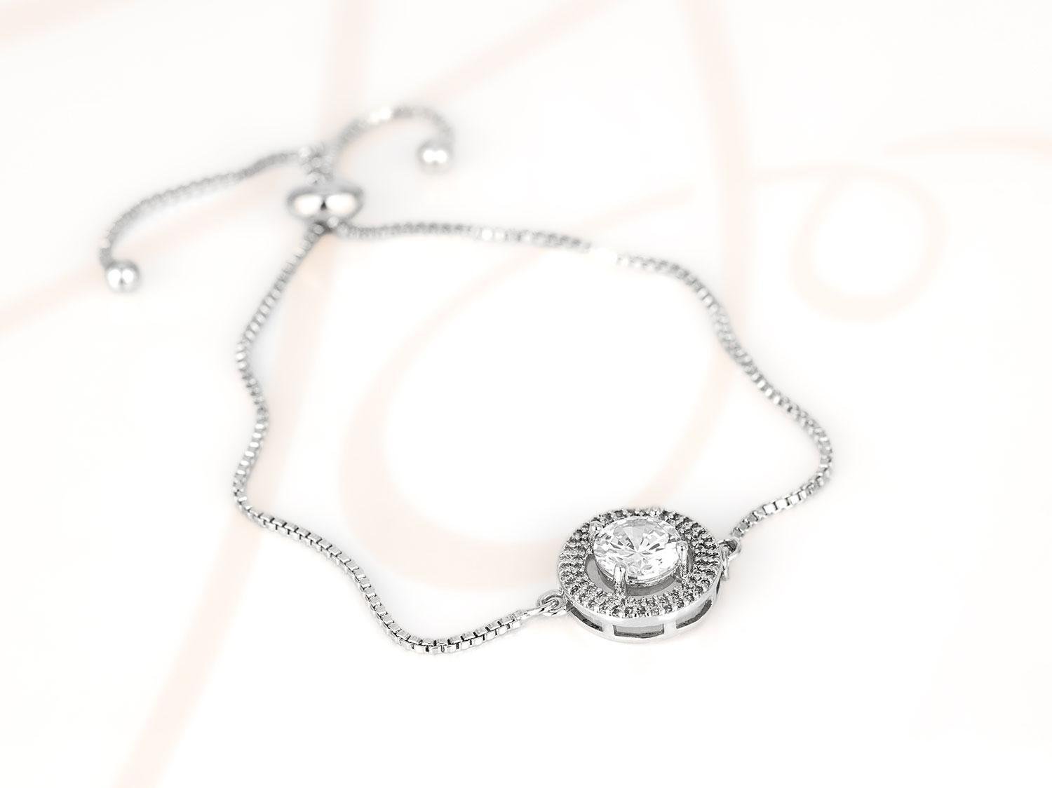 PULSERA CON DIJE BISUTERIA CIRCULO ZIRCONIA CADENA