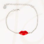 PULSERA CON DIJE BISUTERIA LABIOS ROJOS CADENA