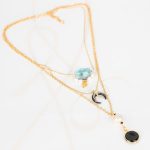 COLLAR CON DIJE ORO LAMINADO LUNA PIEDRA PERLA