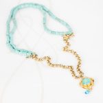 COLLAR CON DIJE ORO LAMINADO TRIPLE CADENA PIEDRA