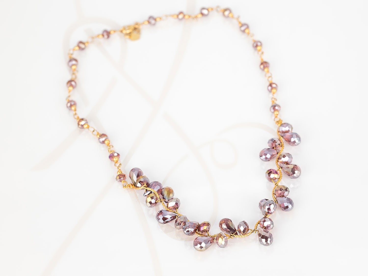 COLLAR SIN DIJE ORO LAMINADO GOTAS CRISTAL
