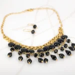 JUEGO ORO LAMINADO LLUVIA CADENA CRISTAL