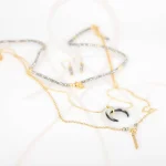 JUEGO ORO LAMINADO LUNA TRIPLE CRISTAL