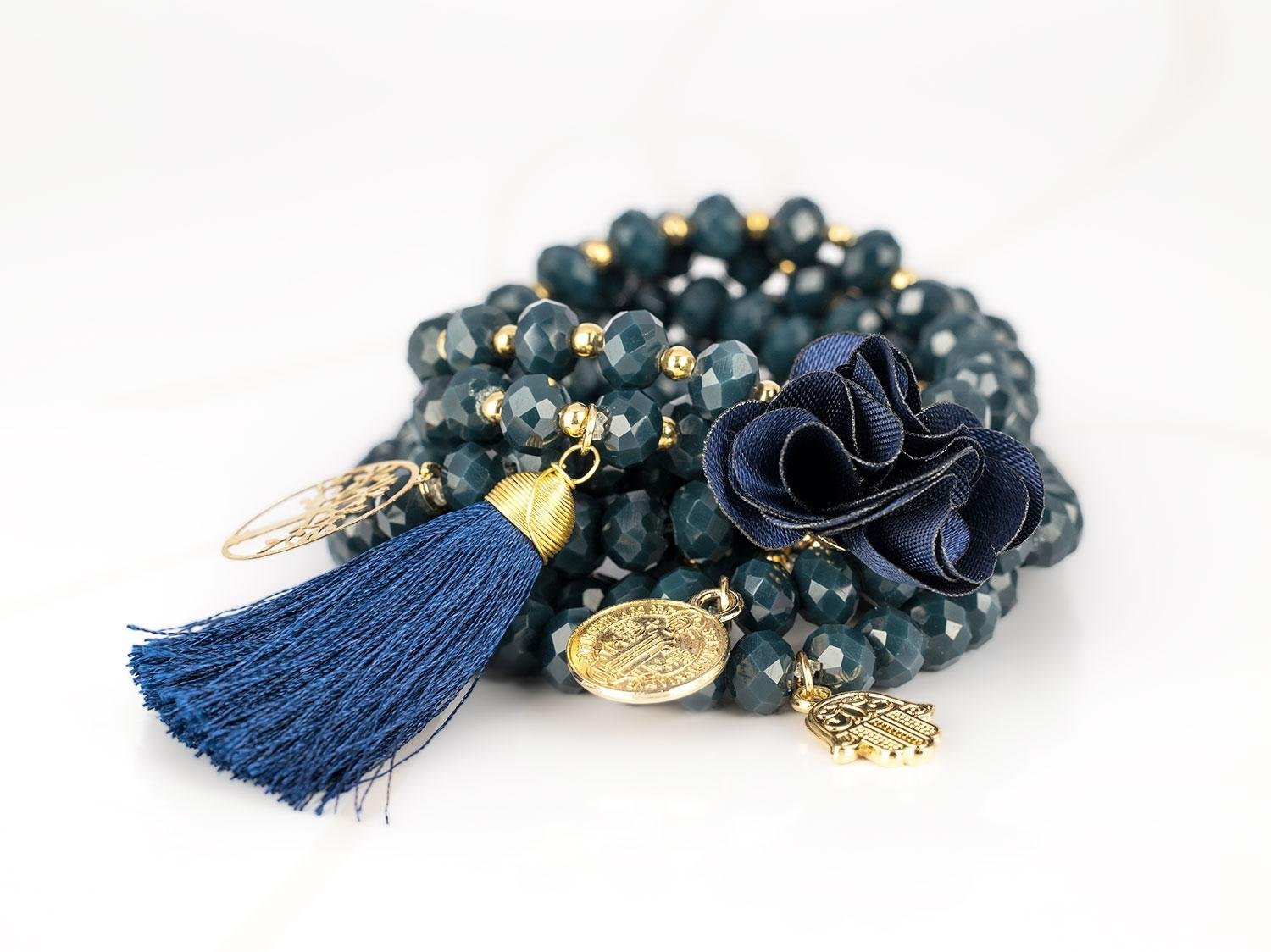 PULSERA CON DIJE ORO LAMINADO FLOR POMPON CRISTAL