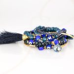 PULSERA CON DIJE ORO LAMINADO TUBO POMPON CRISTAL